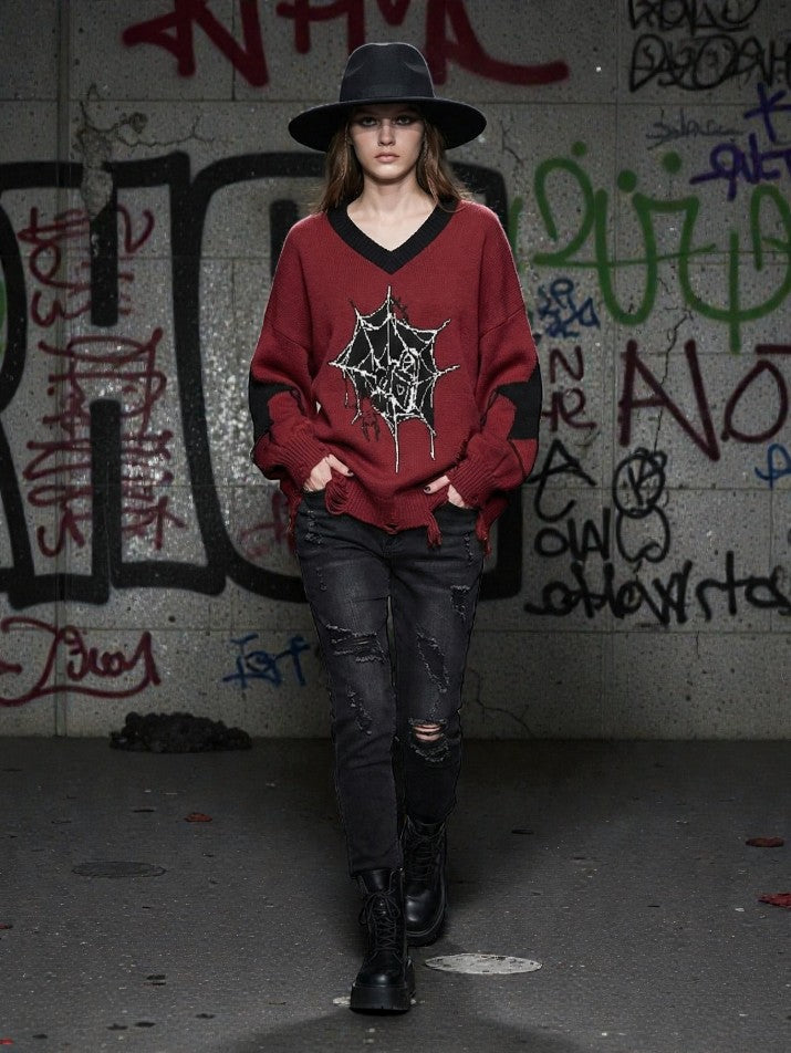 Frayed Oversize Knit Sweater