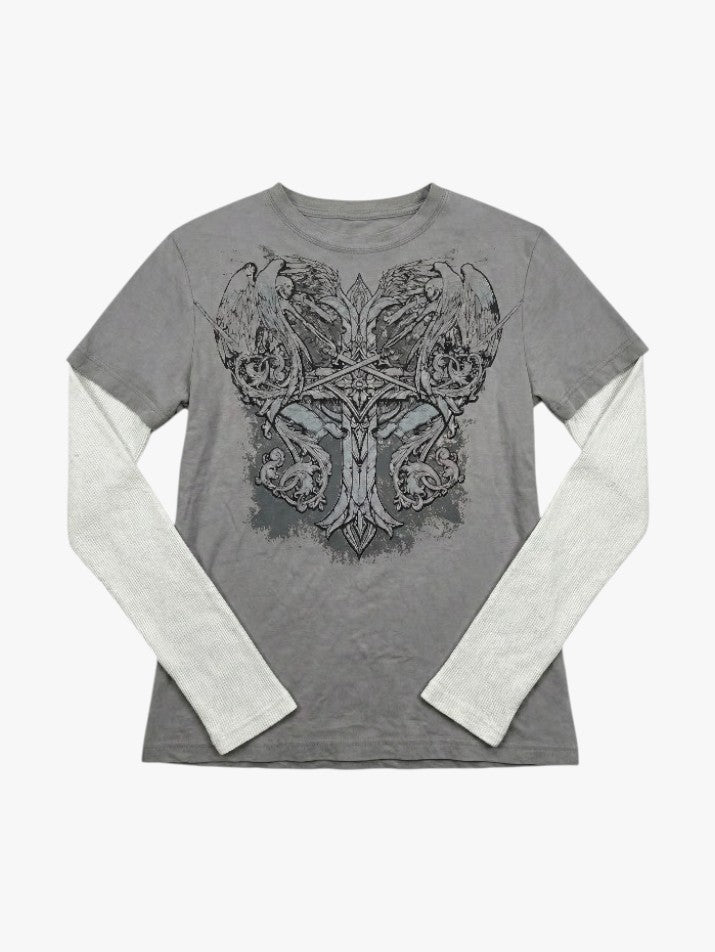 Patchwork Grunge Long Sleeve Tee