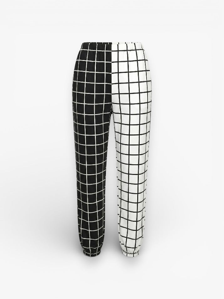 Checkerboard High-Waist Pants