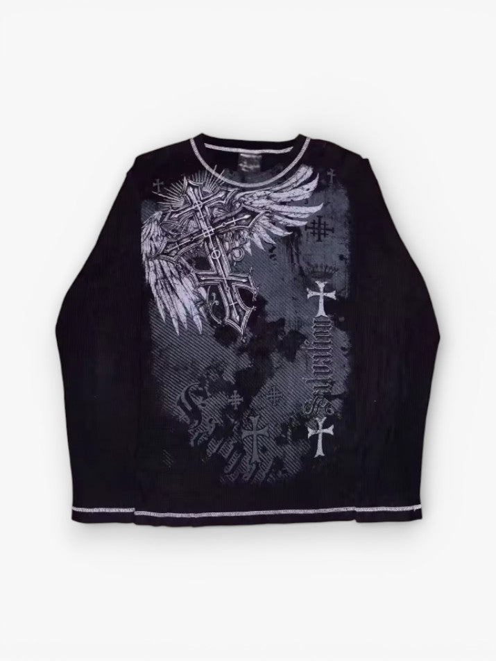 Spliced Print Long Sleeve T-Shirt