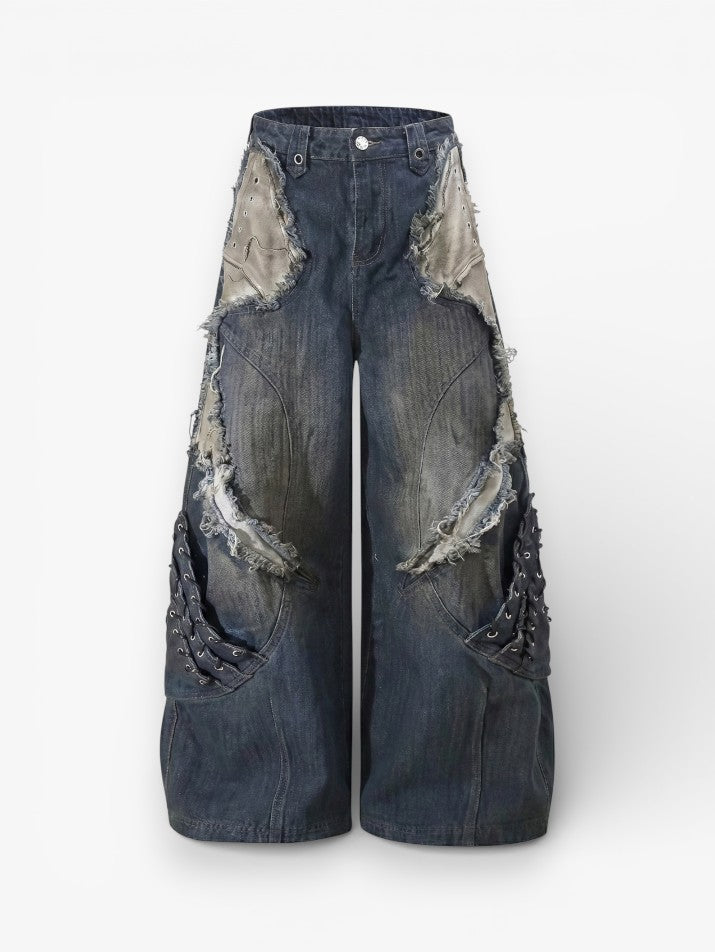 Distressed Patchwork Jeans
