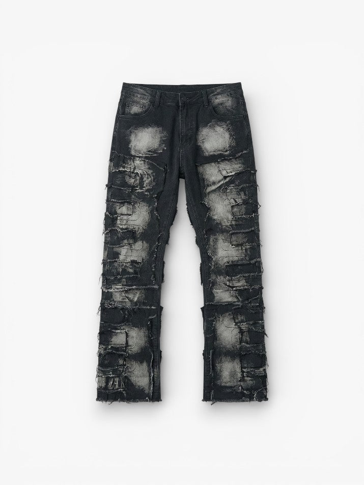 Ripped Straight Denim Jeans