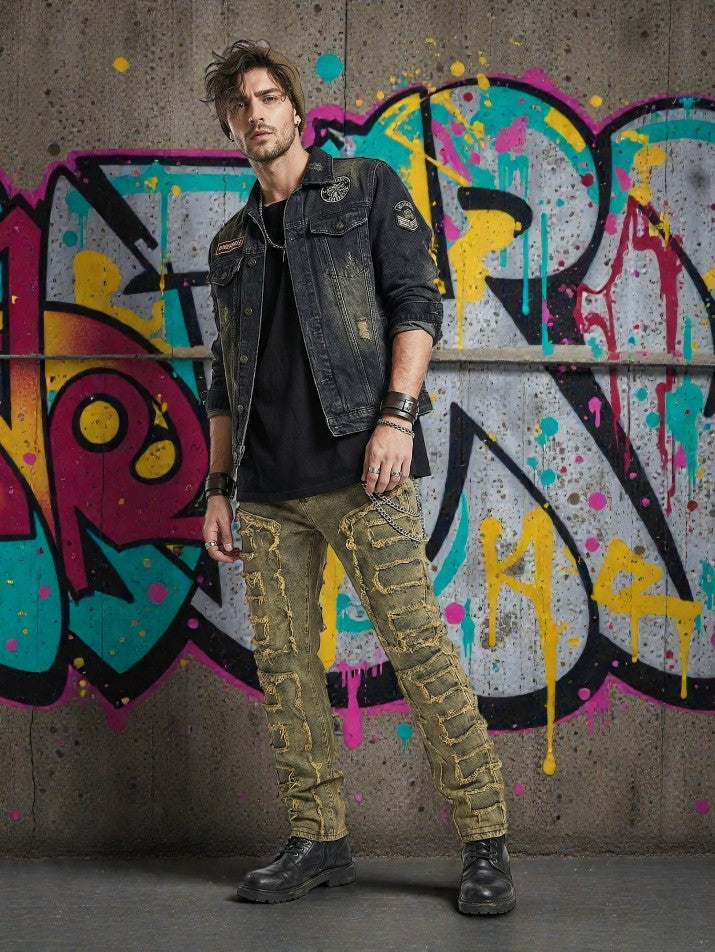 Distressed Tassel Straight Jeans