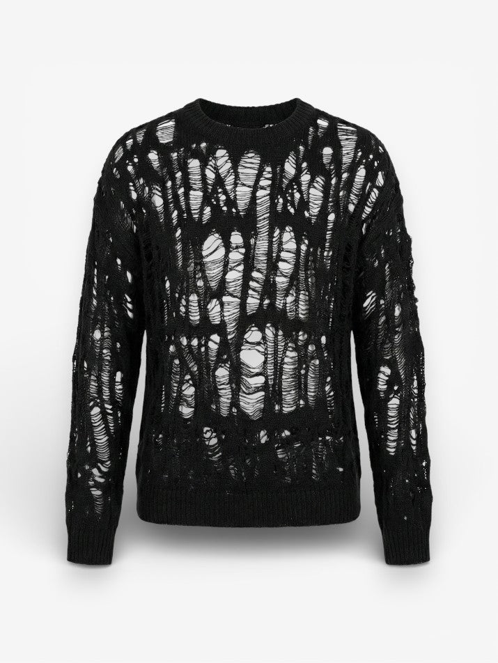 Ripped Mesh Knit Sweater