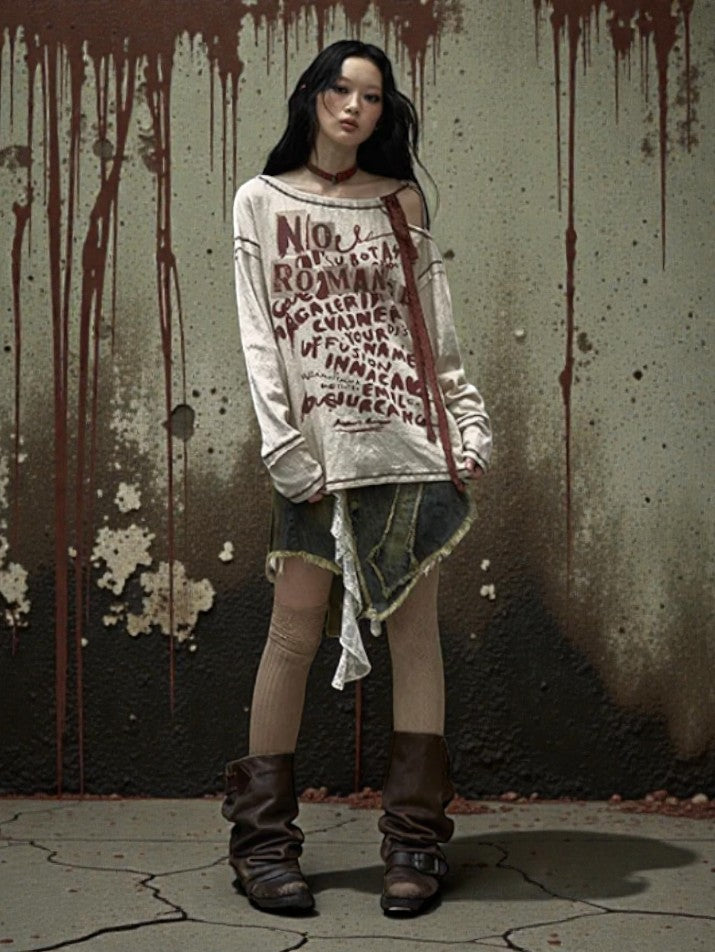 Letter Print Long Sleeve Top