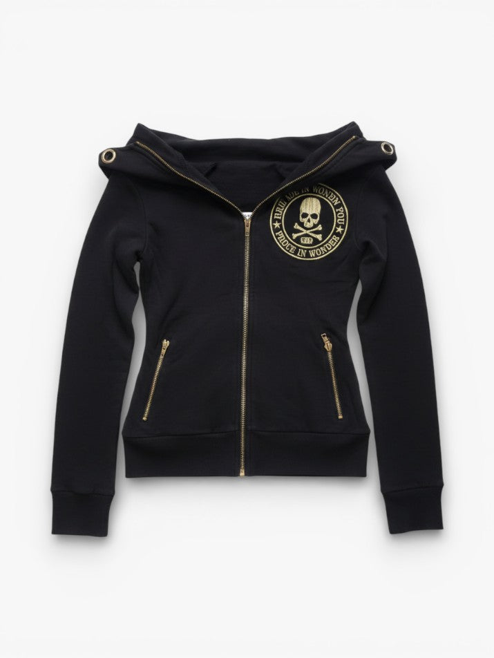 Skull Zip-Up Slim Sweater