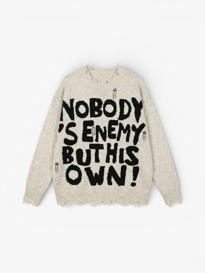 Vintage Letter Knit Grunge Sweater