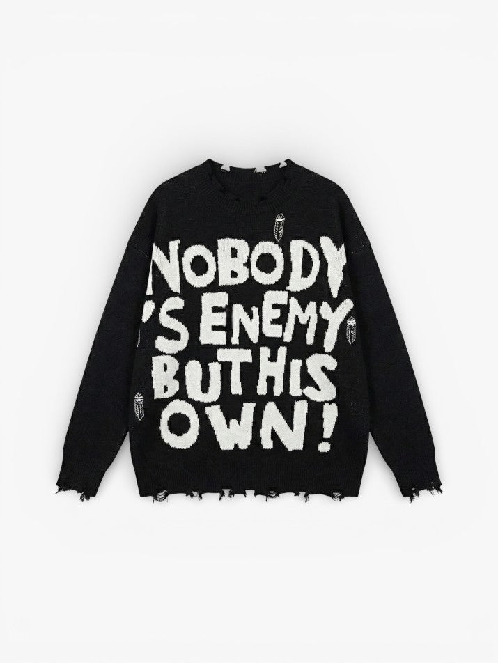 Vintage Letter Knit Grunge Sweater