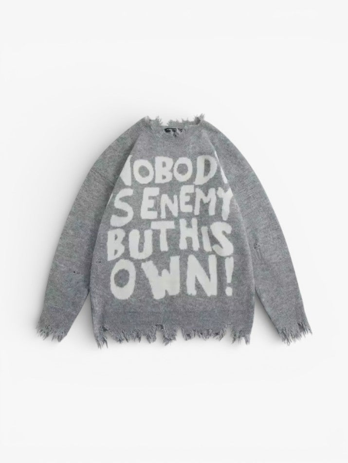 Vintage Letter Knit Grunge Sweater
