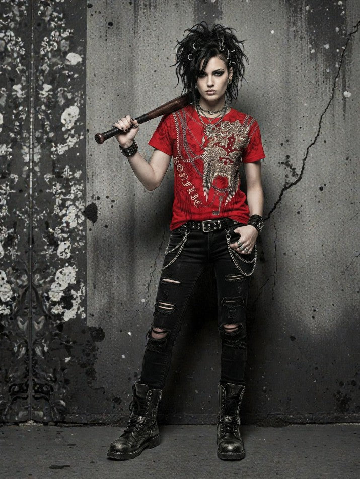 Red Grunge Oversized Tee