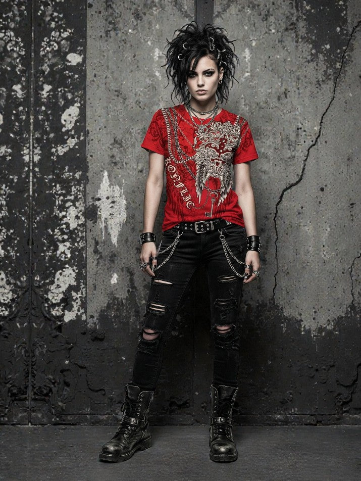Red Grunge Oversized Tee