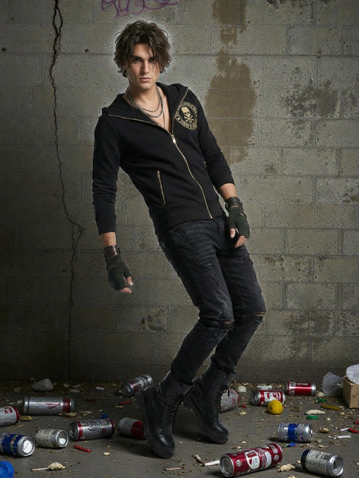Skull Zip-Up Slim Sweater