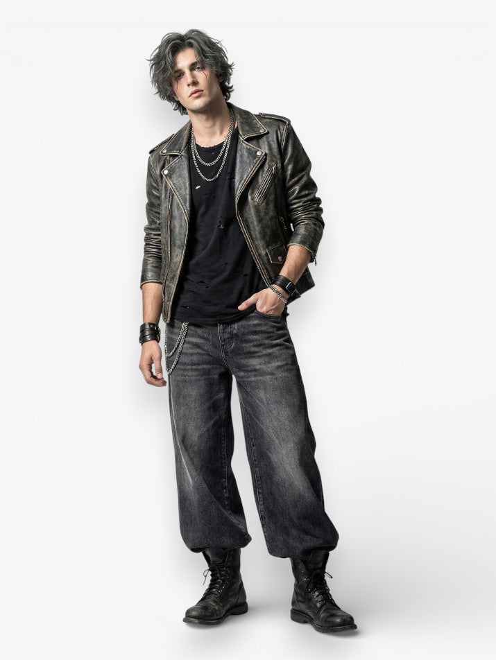 Washed Wide-Leg Denim