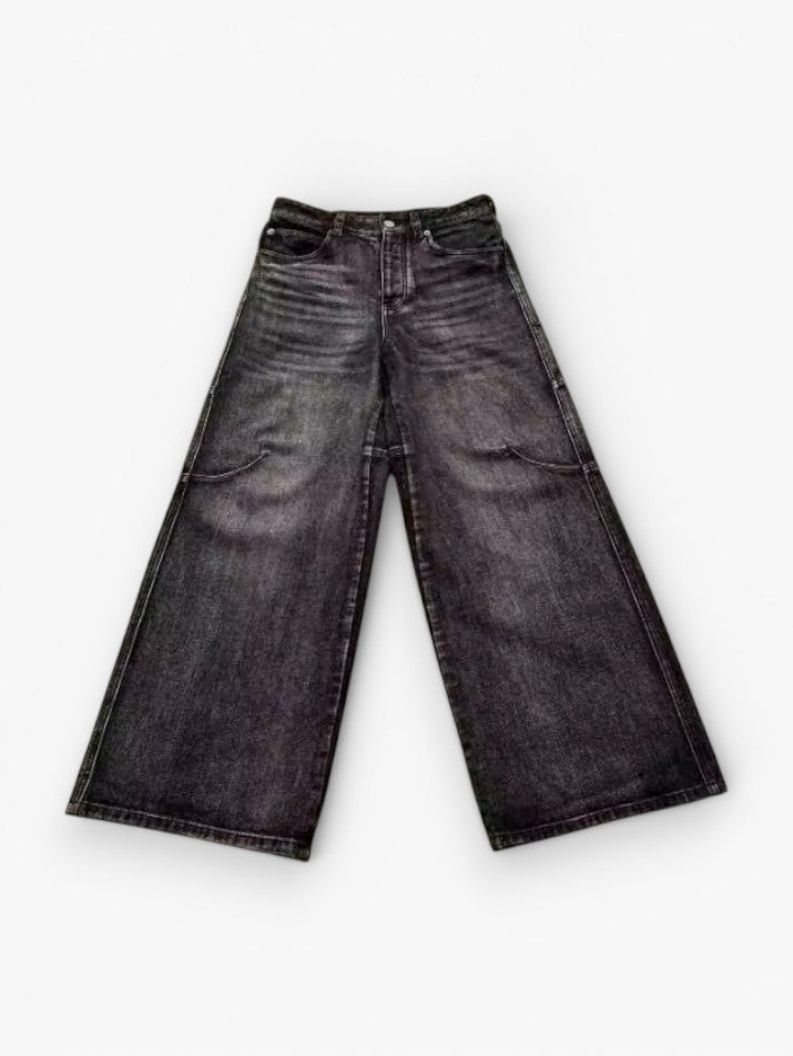 Washed Wide-Leg Denim