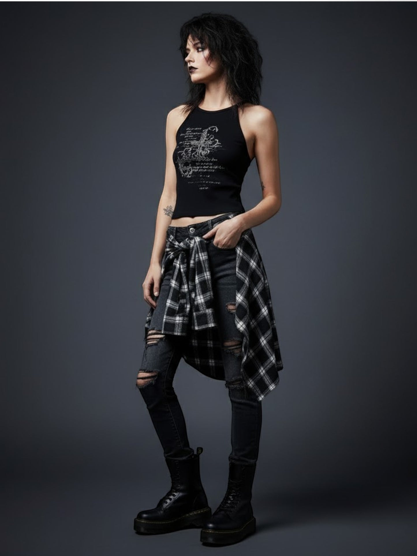 Gothic Y2K Graphic Racerback Crop Tank