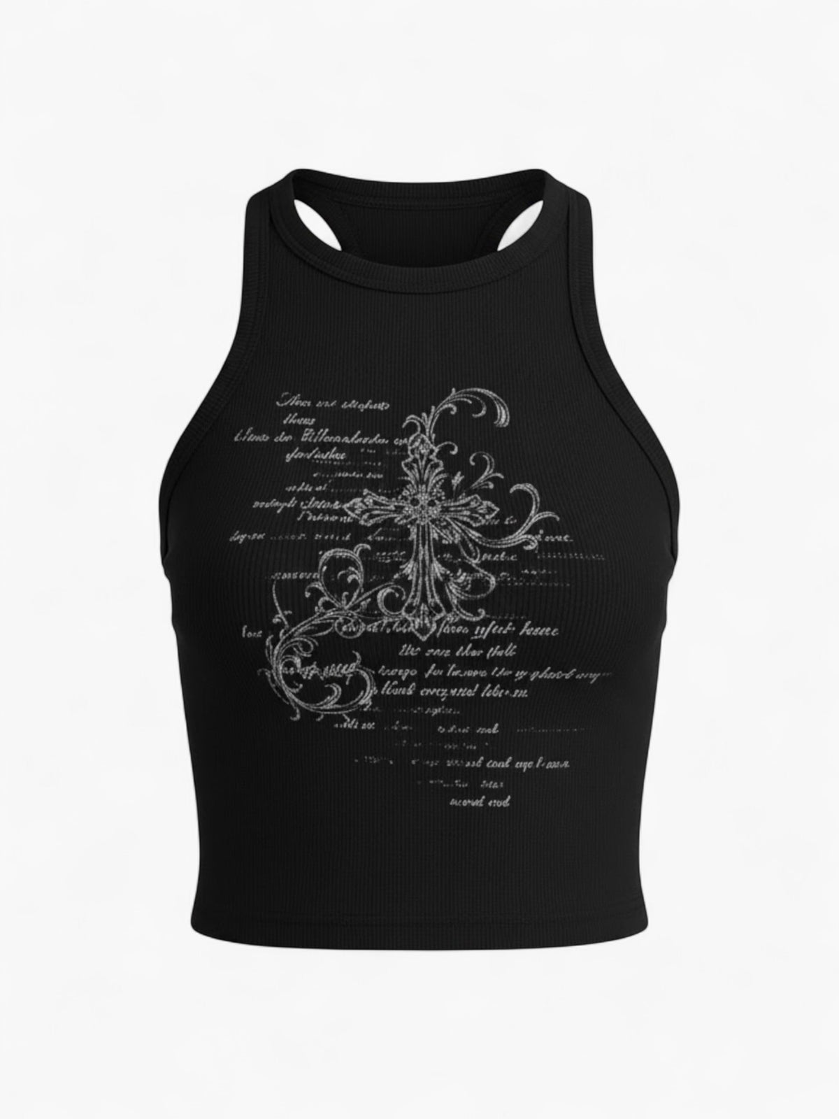 Gothic Y2K Graphic Racerback Crop Tank