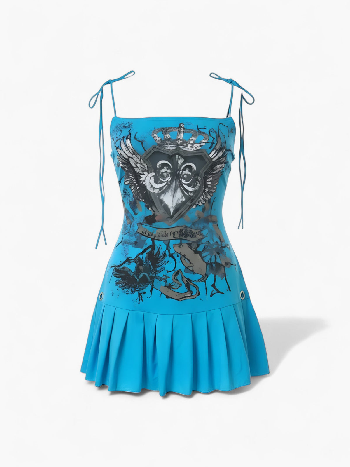 Aesthetic Y2K Graphic Pleated Mini Dress