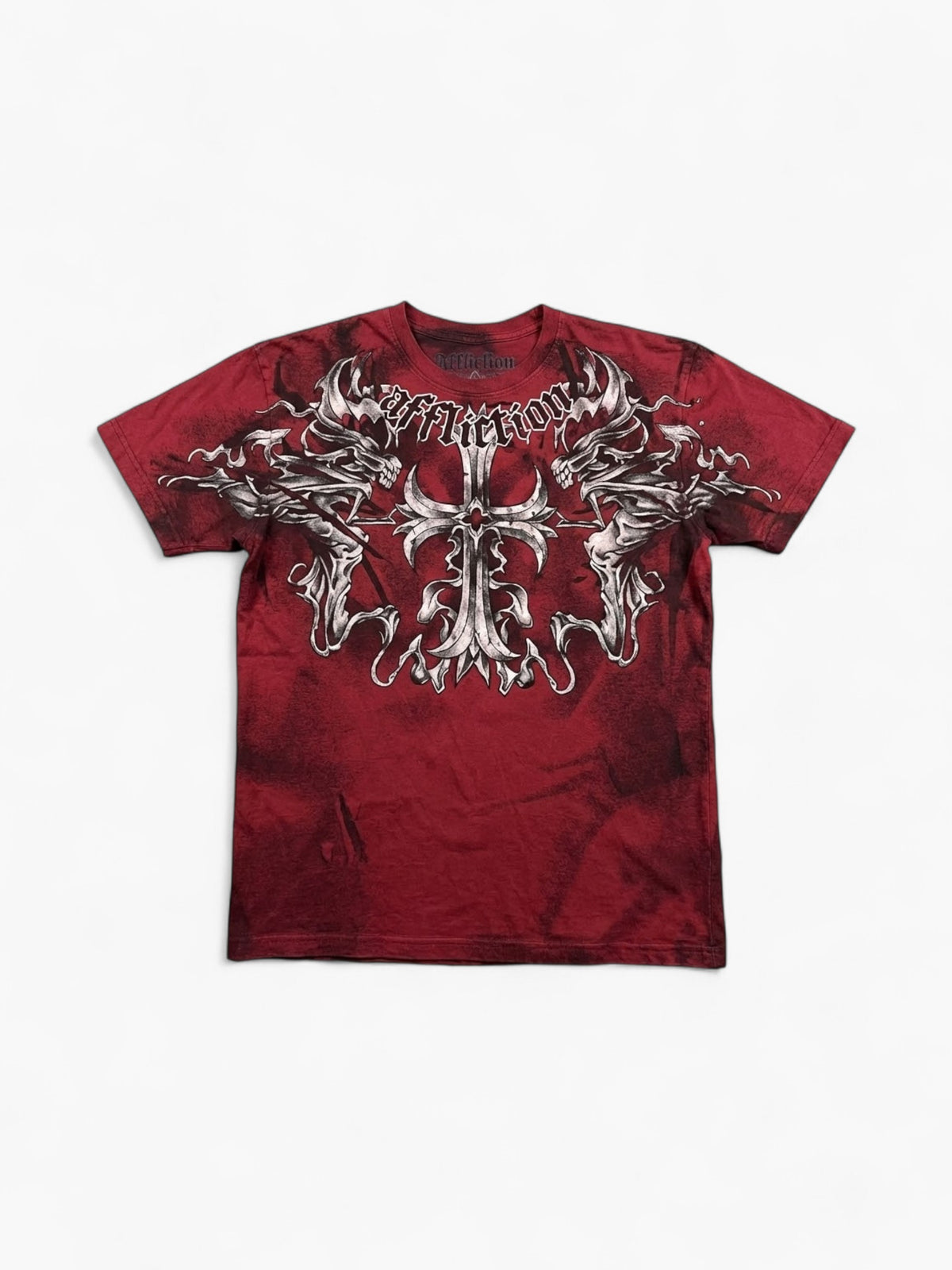 Affliction Style Red Gothic Graphic Tee