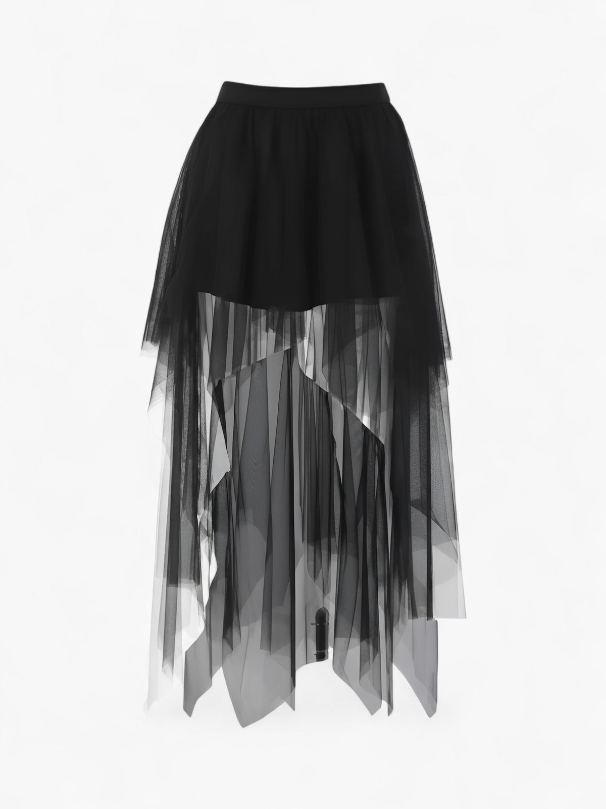 Gothic Irregular Mesh High-Waist Layered Skirt