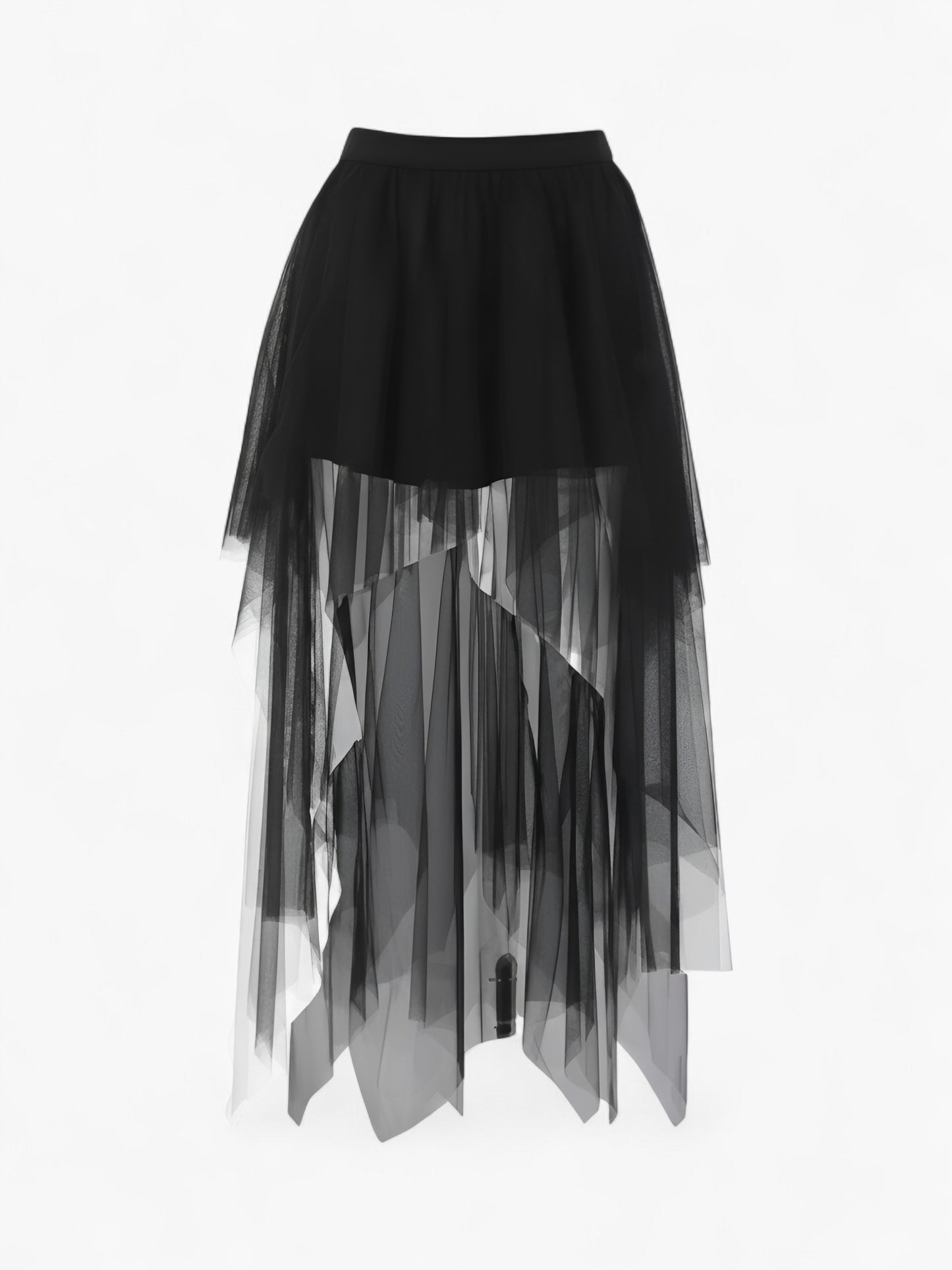 Gothic Irregular Mesh High-Waist Layered Skirt