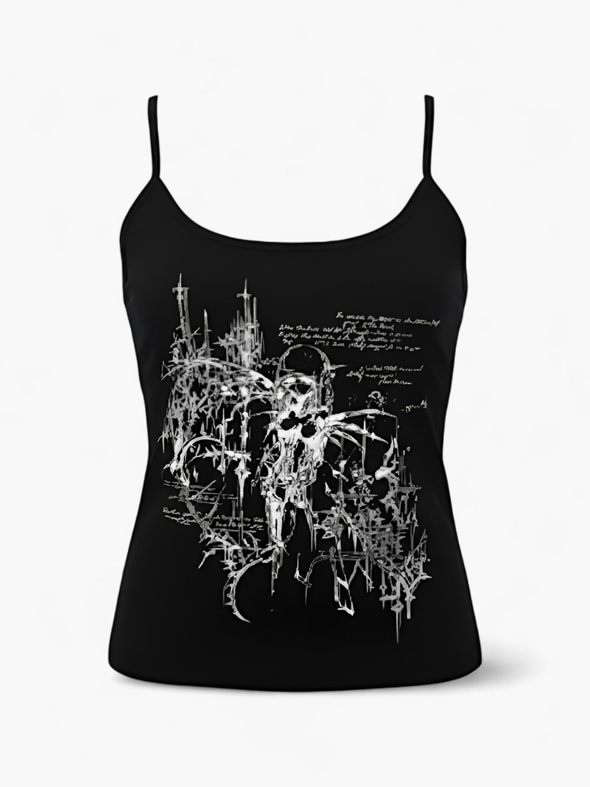 Y2K Grunge Graphic Spaghetti Strap Crop Top