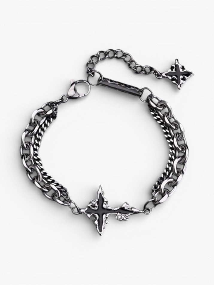 Dark Cross Titanium Chain Bracelet