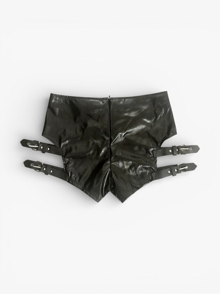 High-Waist PU Shorts