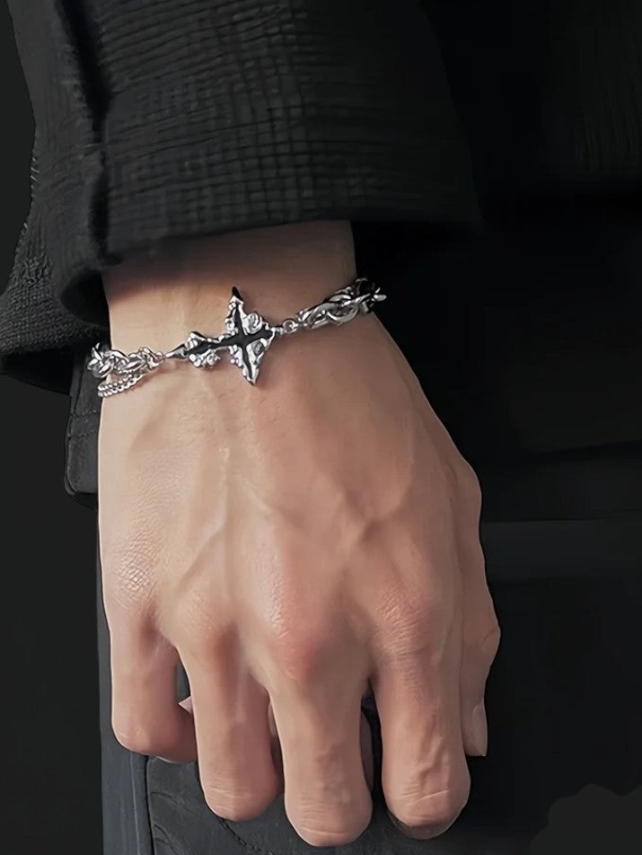 Dark Cross Titanium Chain Bracelet