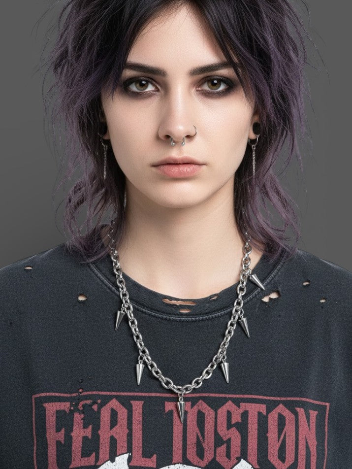 Stainless Steel Rivet Choker Necklace