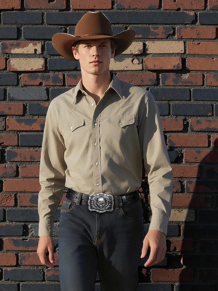 Skull Flame Buckle Belt