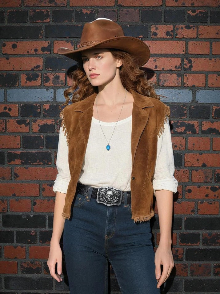 Skull Flame Buckle Belt