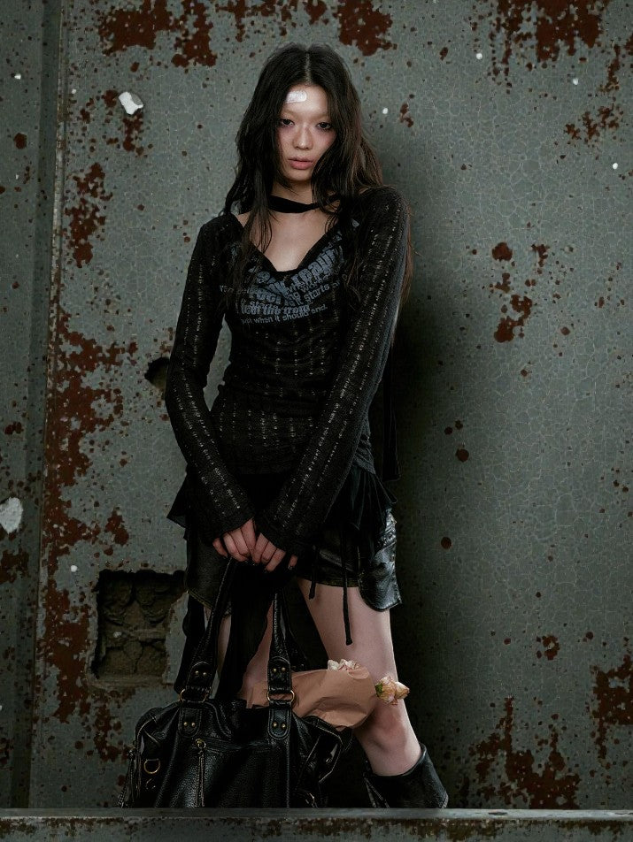 Graffiti Patchwork Knit Top