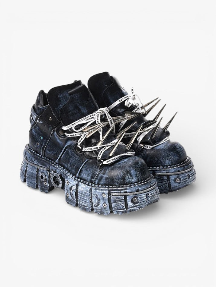 Punk Rivet Platform Ankle Boots