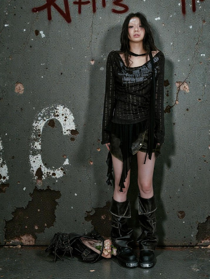 Graffiti Patchwork Knit Top