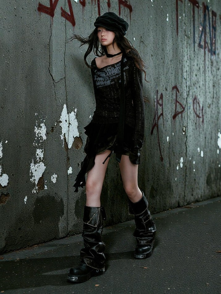 Graffiti Patchwork Knit Top