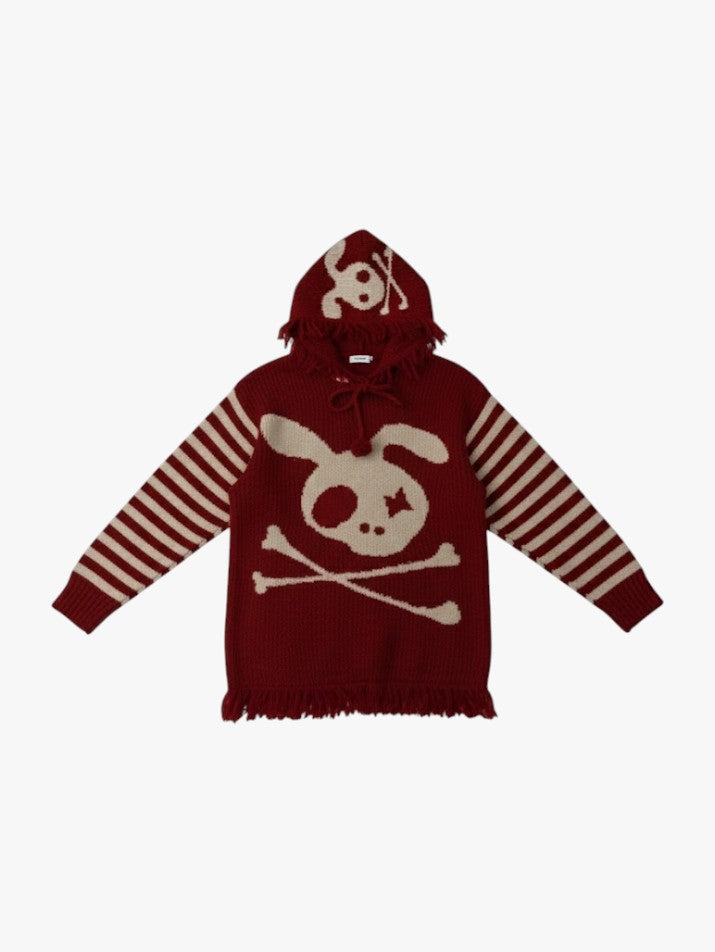Distressed Hooded Knit Pullover