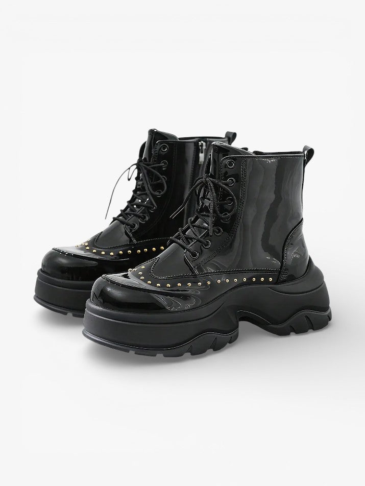 Rivet Punk Motorcycle Platform Boots