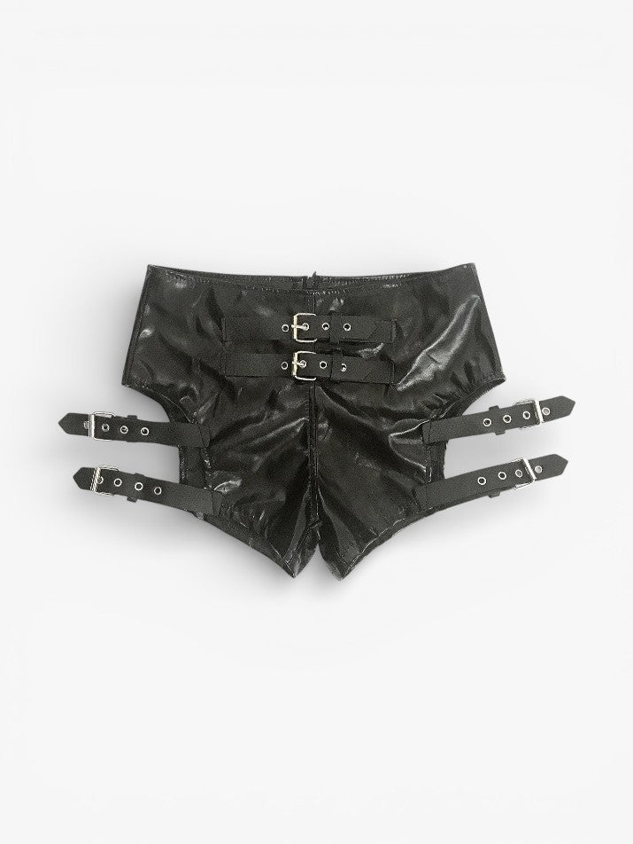 High-Waist PU Shorts