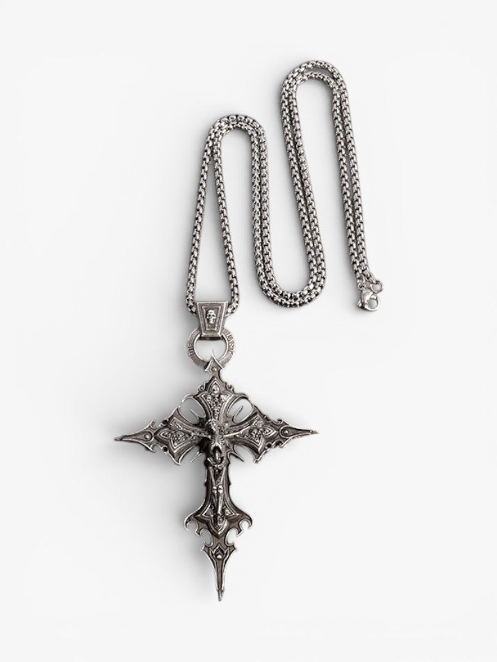 Gothic Skull Cross Pendant Necklace