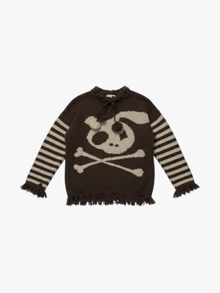 Distressed Hooded Knit Pullover