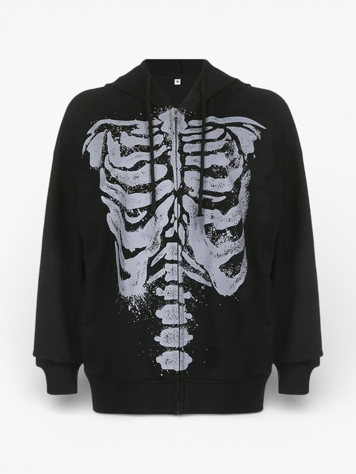 Gothic Skull Zip Hoodie
