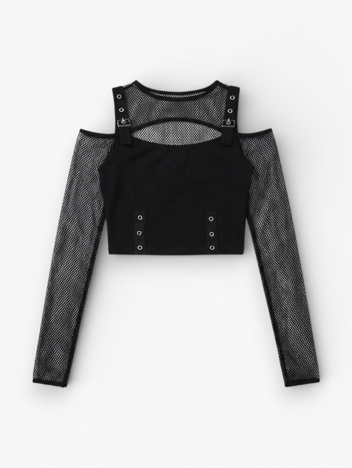 Fishnet Patchwork Crop Tee