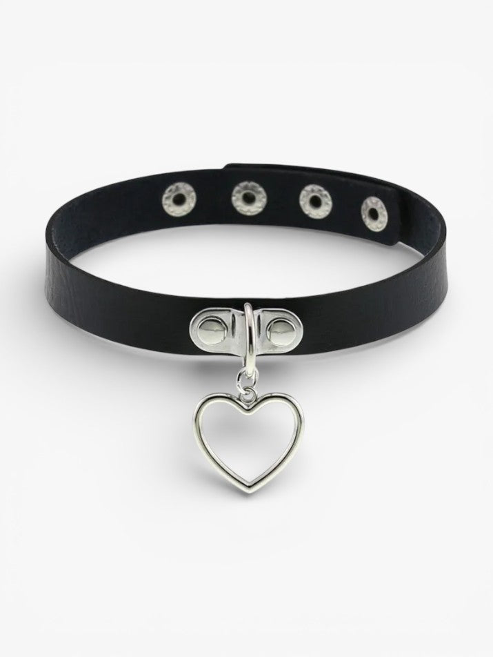 Heart PU Choker Necklace