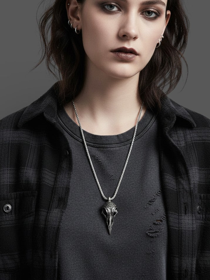 Crow Skull Amulet Necklace