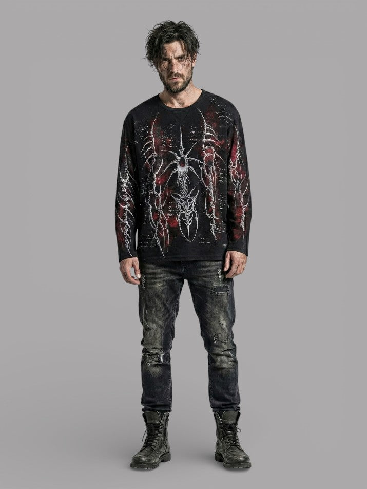 Gothic Punk Oversized Long Sleeve Graphic Tee