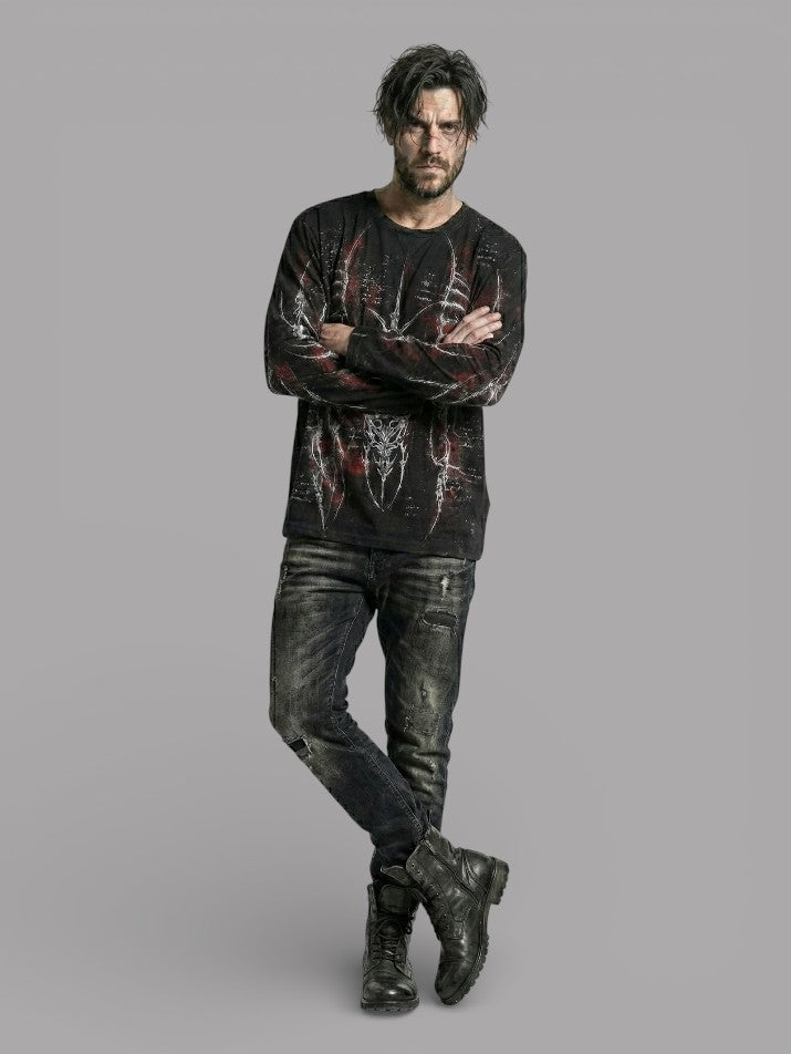 Gothic Punk Oversized Long Sleeve Graphic Tee