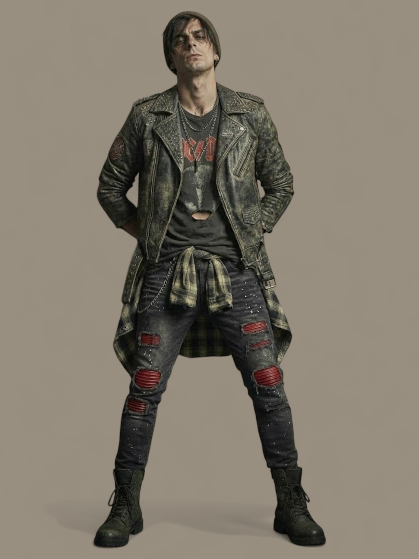 Ripped Patchwork Grunge Skinny Jeans
