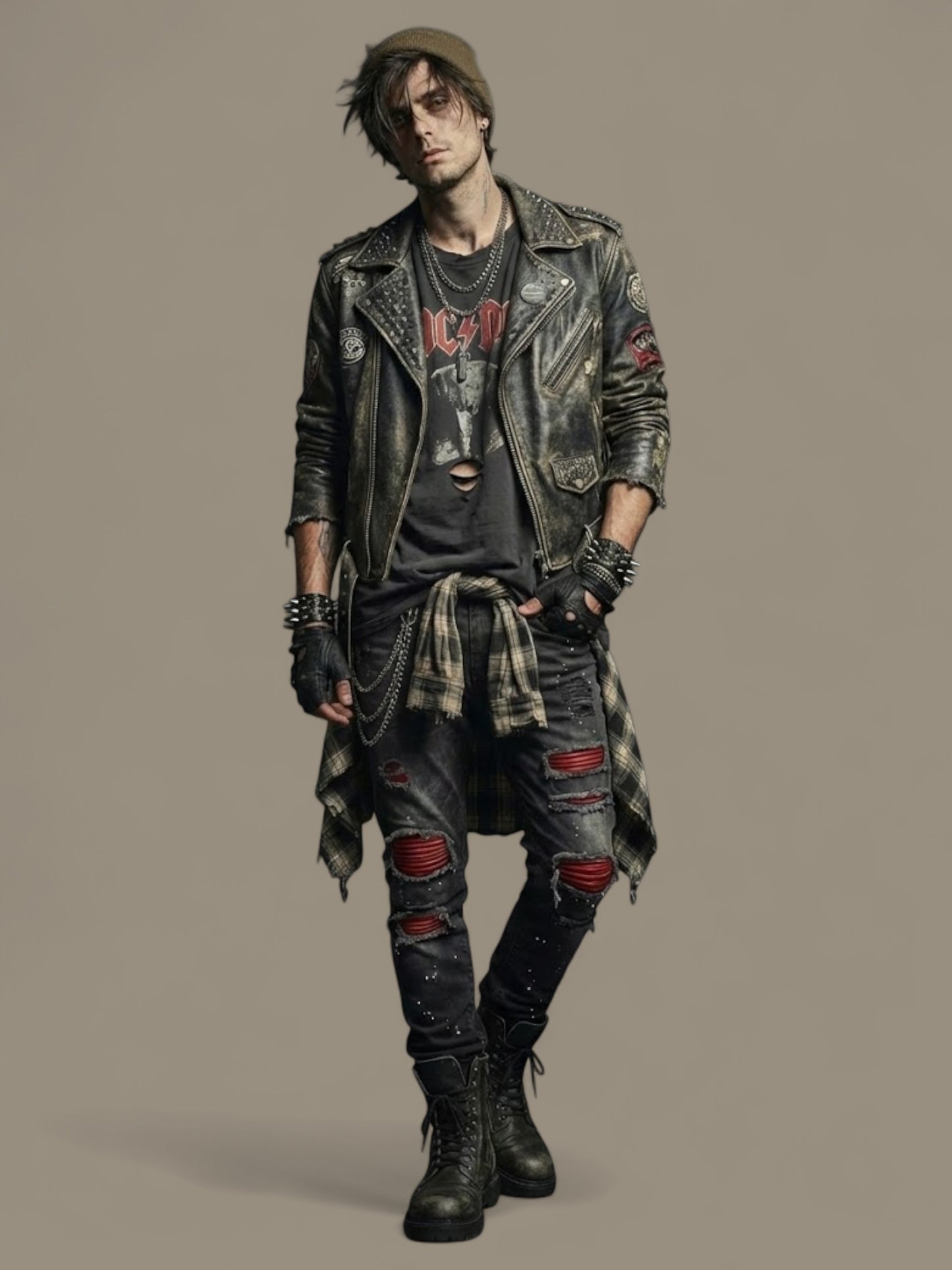 Ripped Patchwork Grunge Skinny Jeans