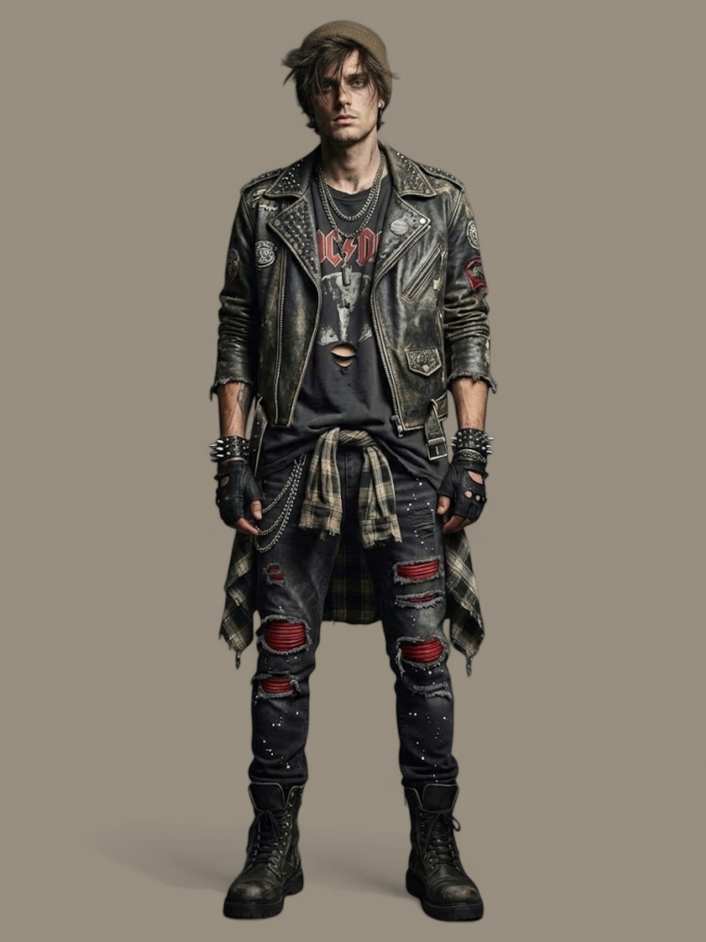 Ripped Patchwork Grunge Skinny Jeans