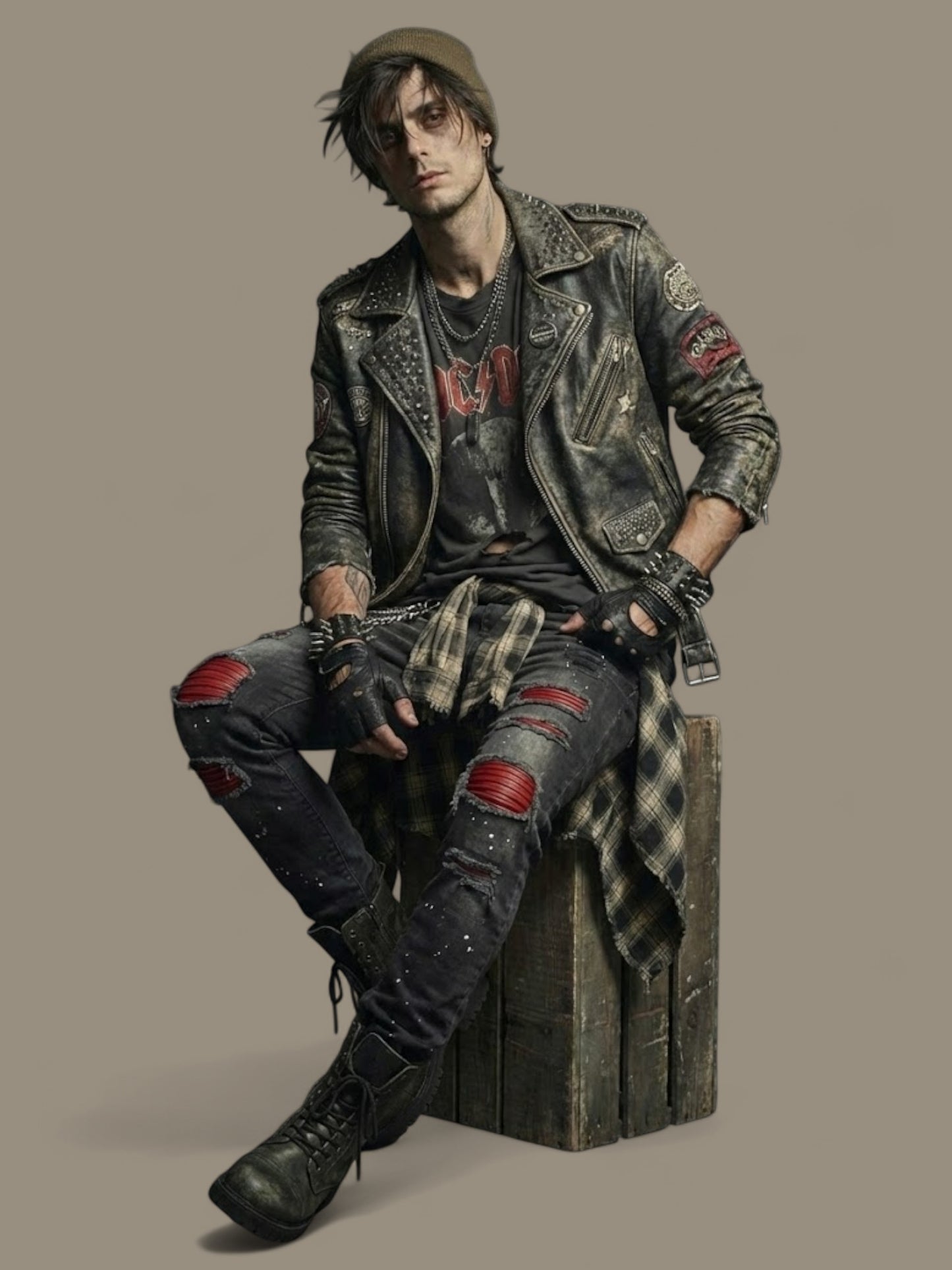 Ripped Patchwork Grunge Skinny Jeans